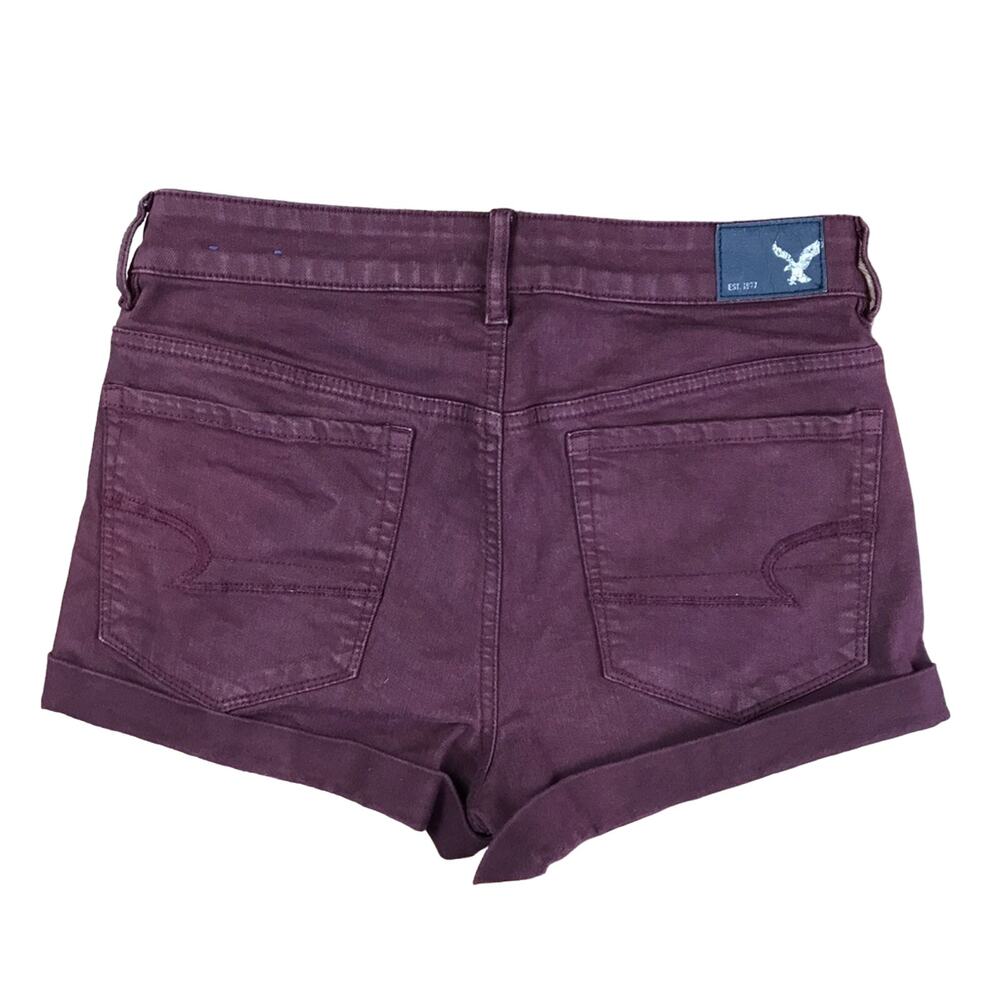 American Eagle Hi Rise Shortie Shorts Burgundy 6 - Picture 2 of 6